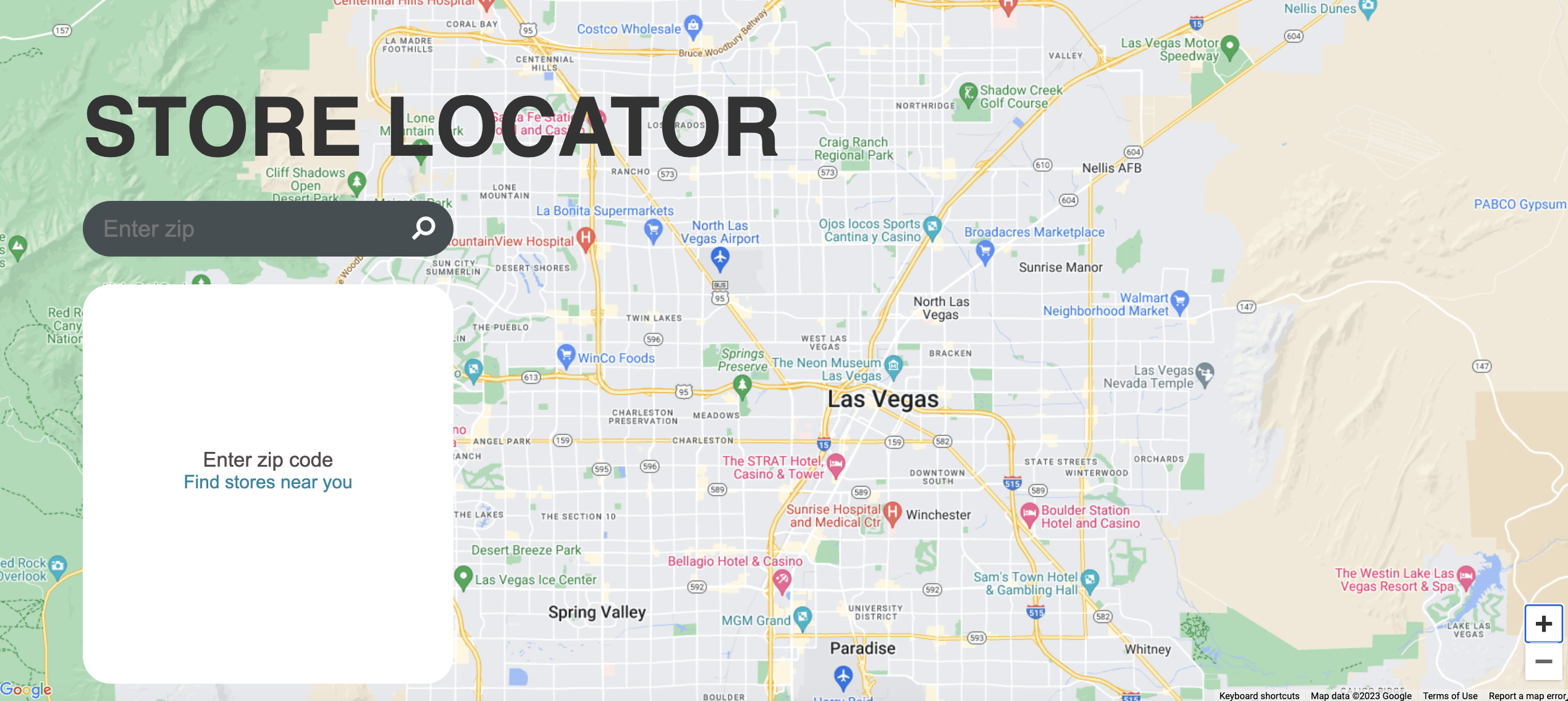 screenshot of Google map Store Locator is to allow users to find store near them