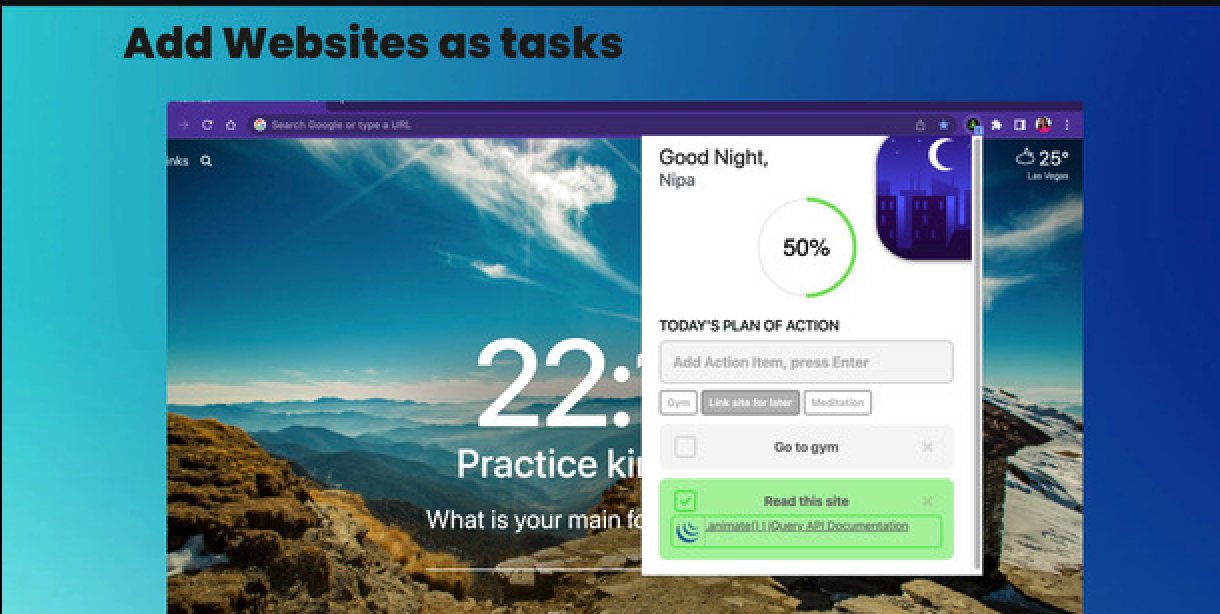 screenshot of Chrome-Extension-App showing a list of active and complete tasks